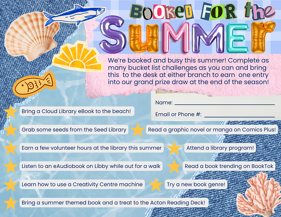 Booked for the Summer reading challenge activities list