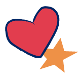 Red heart and orange star illustration