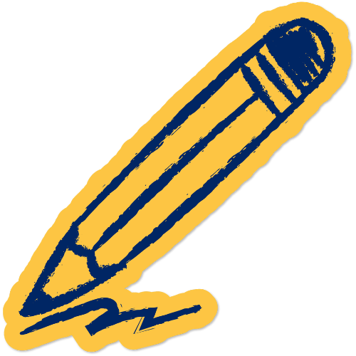 Yellow pencil drawing a line