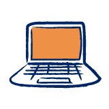 Hand-drawn laptop icon representing digital learning