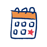Calendar icon with a red star marking a date