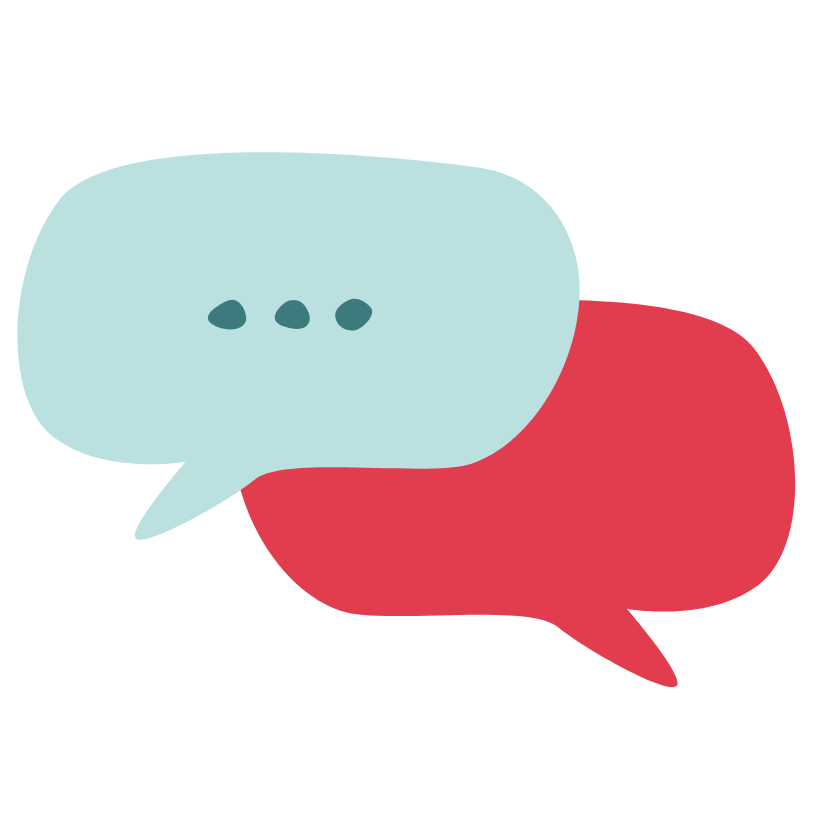 Two overlapping speech bubbles representing communication.