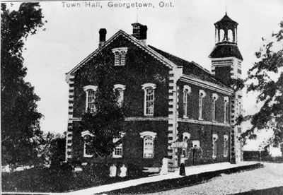 Town Hall Georgetown in the 1880s, black and white photograph