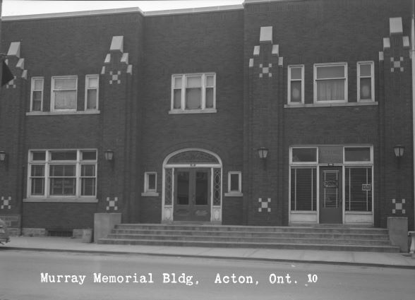 Black and white photograph of the Building in Acton