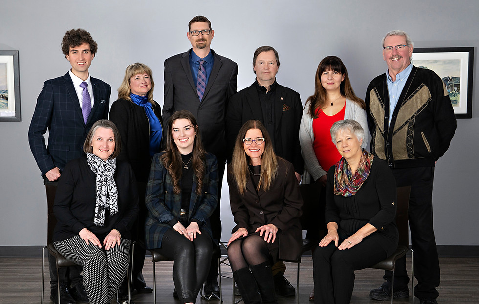 Diverse group of staff members posing for an About page photo.